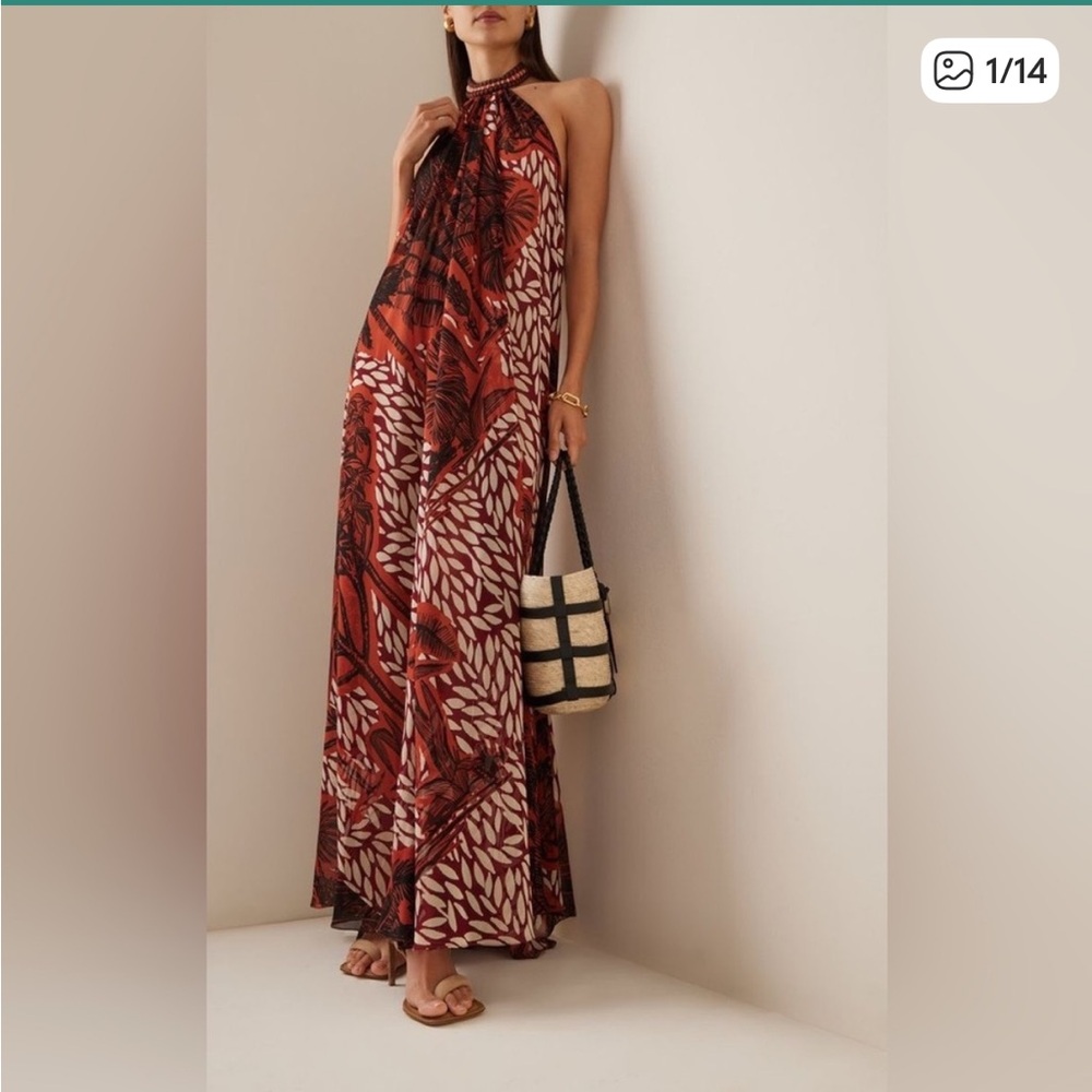 EUC Johanna Ortiz Victoria Falls Halter Maxi Dress size 0